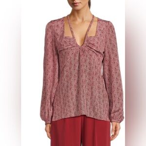 Equipment Femme Arden Red Geometric Blouse